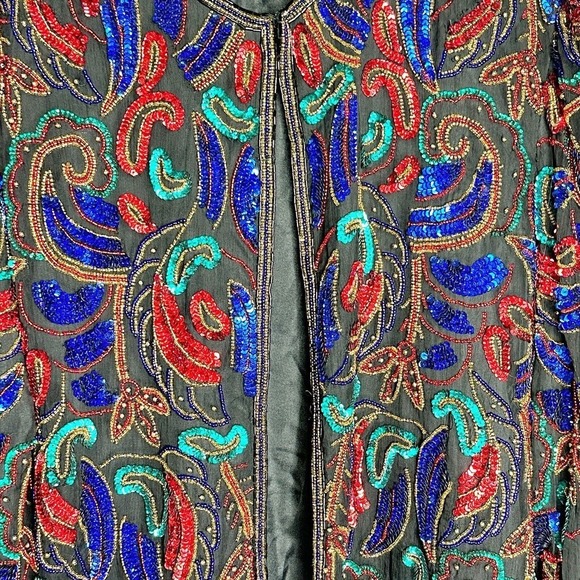 SCALA Women’s Vintage Evening Jacket Sequins & Beads Size Small - Picture 2 of 7